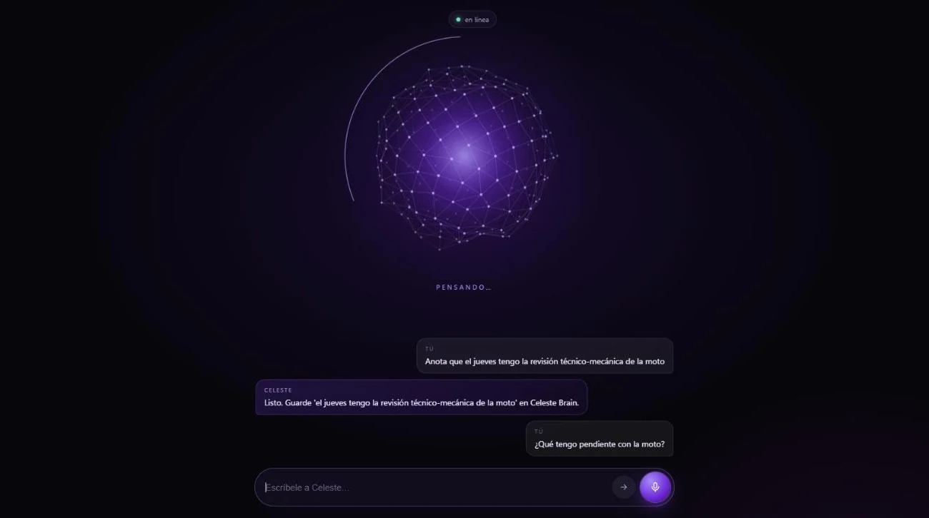 Celeste orb in thinking state with an orbital ring